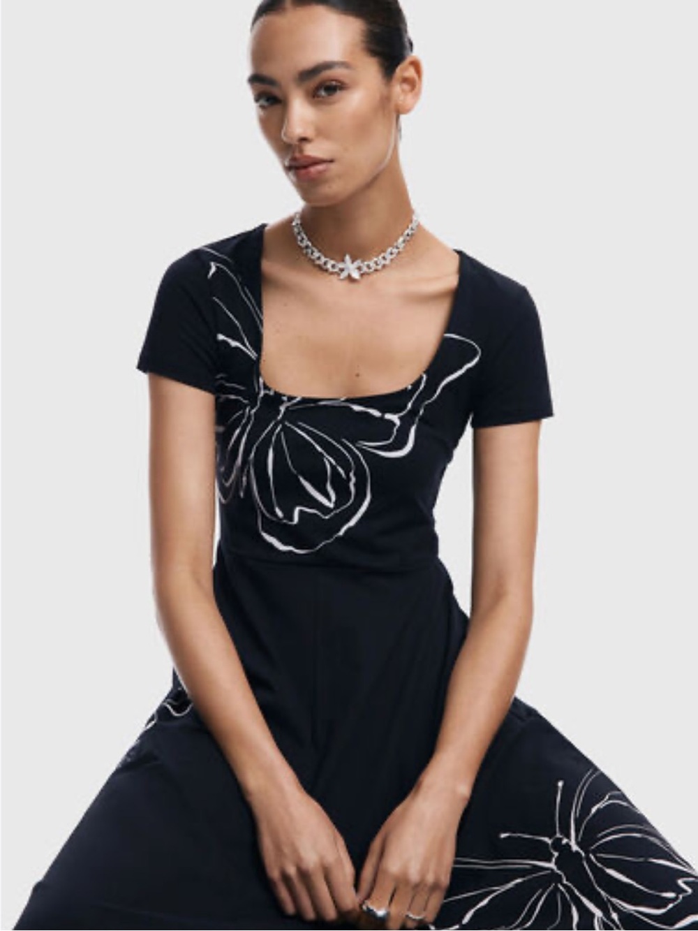 Desigual XL like new Raleigh Black dress butterfly print scoop neck
